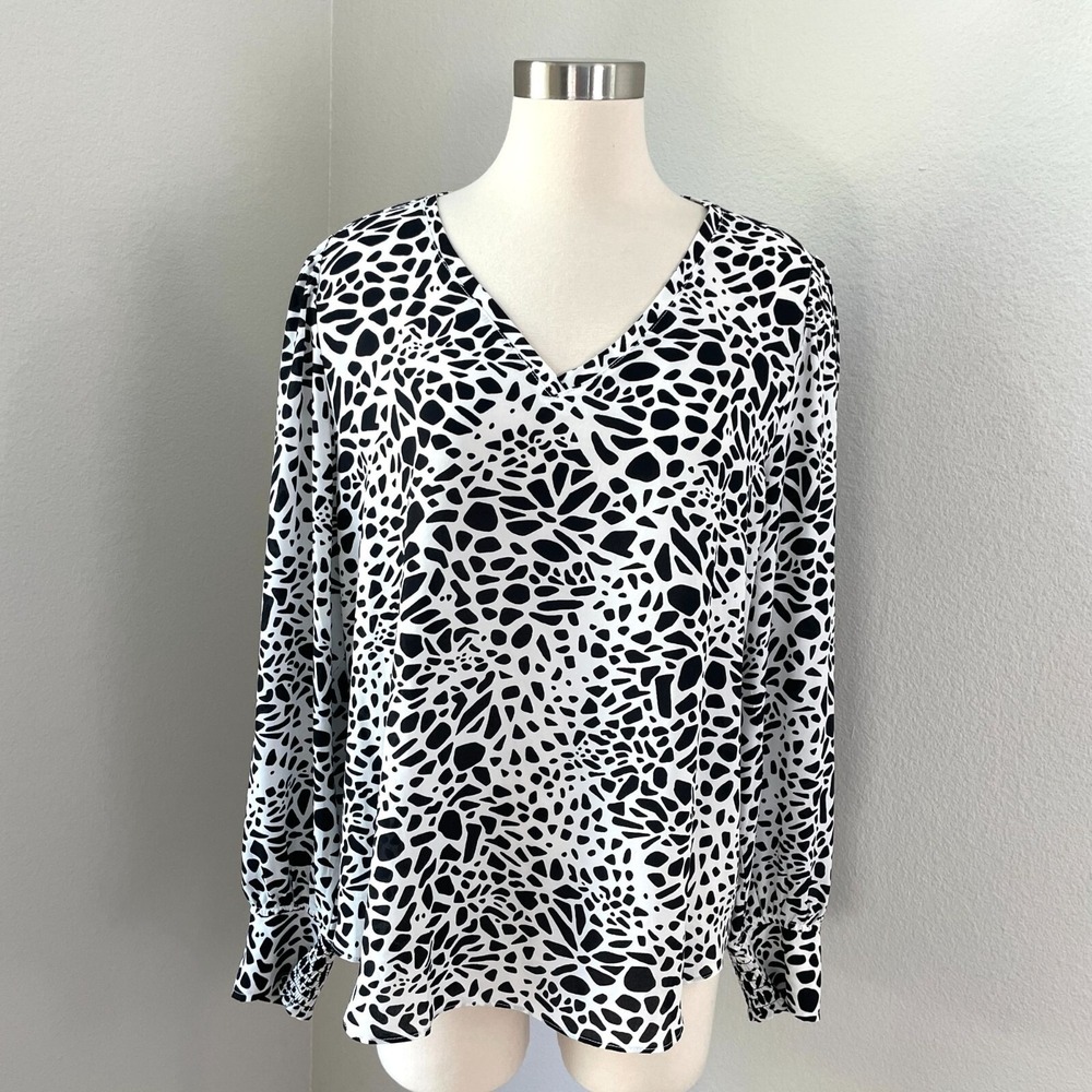 Loft Womens XL V Neck Long Sleeve Blouse Lightweight Shirt Top